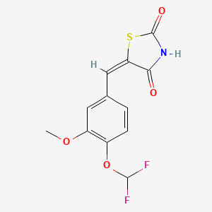 molecular formula C12H9F2NO4S B1439101 (5E)-5-{[4-(二氟甲氧基)-3-甲氧基苯基]亚甲基}-1,3-噻唑烷-2,4-二酮 CAS No. 894259-20-2