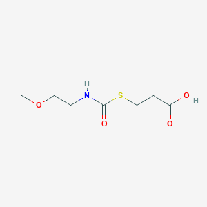 molecular formula C7H13NO4S B14391644 3-{[(2-Methoxyethyl)carbamoyl]sulfanyl}propanoic acid CAS No. 89896-08-2