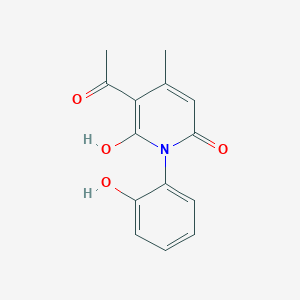 molecular formula C14H13NO4 B14391690 3-(1-Hydroxyethylidene)-1-(2-hydroxyphenyl)-4-methylpyridine-2,6(1H,3H)-dione CAS No. 89517-85-1