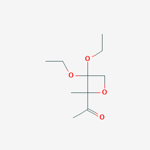 molecular formula C10H18O4 B14391835 1-(3,3-Diethoxy-2-methyloxetan-2-yl)ethan-1-one CAS No. 89435-03-0