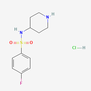 molecular formula C11H16ClFN2O2S B1439187 4-氟-N-(哌啶-4-基)苯磺酰胺盐酸盐 CAS No. 913634-50-1