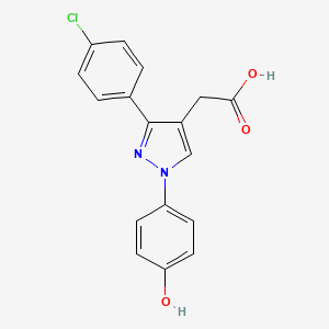 molecular formula C17H13ClN2O3 B14391884 [3-(4-Chlorophenyl)-1-(4-hydroxyphenyl)-1H-pyrazol-4-yl]acetic acid CAS No. 89435-60-9