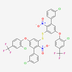 molecular formula C38H18Cl4F6N2O6S2 B14391887 3,3'-Disulfanediylbis{3'-chloro-5-[2-chloro-4-(trifluoromethyl)phenoxy]-2-nitro-1,1'-biphenyl} CAS No. 88465-08-1