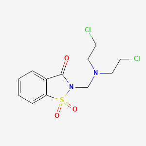 molecular formula C12H14Cl2N2O3S B14391949 2-{[Bis(2-chloroethyl)amino]methyl}-1H-1lambda~6~,2-benzothiazole-1,1,3(2H)-trione CAS No. 88618-36-4