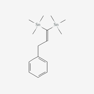 molecular formula C15H26Sn2 B14392082 (3-Phenylprop-1-ene-1,1-diyl)bis(trimethylstannane) CAS No. 87673-36-7