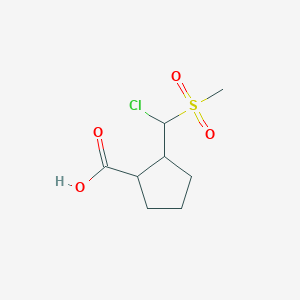 molecular formula C8H13ClO4S B14392098 2-[Chloro(methanesulfonyl)methyl]cyclopentane-1-carboxylic acid CAS No. 89730-25-6