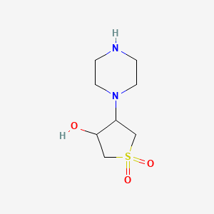 B1439216 3-Hydroxy-4-(piperazin-1-yl)-1lambda-thiolane-1,1-dione CAS No. 1049116-89-3
