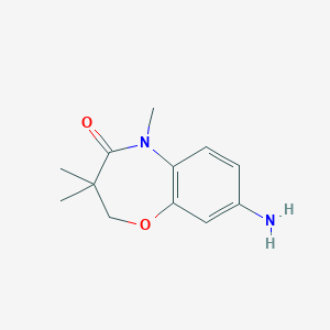 molecular formula C12H16N2O2 B1439247 8-amino-3,3,5-trimethyl-2,3-dihydro-1,5-benzoxazepin-4(5H)-one CAS No. 1170829-05-6