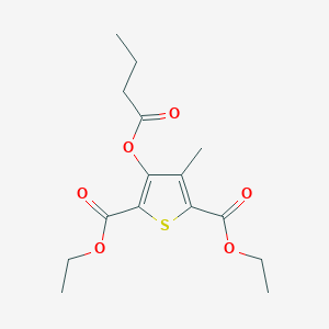 B14393040 Diethyl 3-(butanoyloxy)-4-methylthiophene-2,5-dicarboxylate CAS No. 89628-36-4