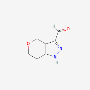 molecular formula C7H8N2O2 B1439338 2,4,6,7-Tetrahydropyrano[4,3-c]pyrazole-3-carbaldehyde CAS No. 933752-21-7