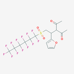 B14393497 3-[1-(Furan-2-yl)-2-(1,1,2,2,3,3,4,4,5,5,6,6,6-tridecafluorohexane-1-sulfonyl)ethyl]pentane-2,4-dione CAS No. 89863-64-9