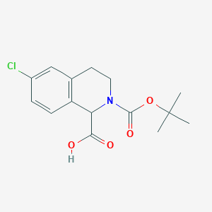 molecular formula C15H18ClNO4 B1439377 2-(Tert-butoxycarbonyl)-6-chloro-1,2,3,4-tetrahydroisoquinoline-1-carboxylic acid CAS No. 871730-33-5