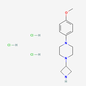 molecular formula C14H24Cl3N3O B1439379 3-[4-(4-Methoxyphenyl)piperazinyl]azetidine trihydrochloride CAS No. 223381-99-5