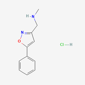 molecular formula C11H13ClN2O B1439399 N-Methyl-1-(5-phenylisoxazol-3-yl)methanamine hydrochloride CAS No. 852227-91-9