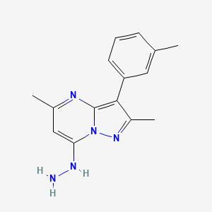 molecular formula C15H17N5 B1439405 7-Hydrazino-2,5-dimethyl-3-(3-methylphenyl)pyrazolo[1,5-a]pyrimidine CAS No. 1204298-21-4