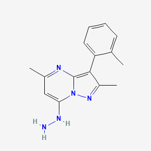molecular formula C15H17N5 B1439406 7-Hydrazino-2,5-dimethyl-3-(2-methylphenyl)pyrazolo[1,5-a]pyrimidine CAS No. 1204297-06-2