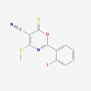 molecular formula C12H7IN2OS2 B14394089 2-(2-Iodophenyl)-4-(methylsulfanyl)-6-sulfanylidene-6H-1,3-oxazine-5-carbonitrile CAS No. 87740-63-4