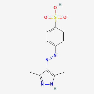 molecular formula C11H12N4O3S B14394120 4-[2-(3,5-Dimethyl-4H-pyrazol-4-ylidene)hydrazinyl]benzene-1-sulfonic acid CAS No. 88314-21-0