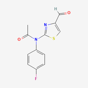 molecular formula C12H9FN2O2S B1439496 N-(4-fluorophenyl)-N-(4-formyl-1,3-thiazol-2-yl)acetamide CAS No. 1193388-79-2