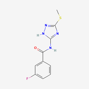 molecular formula C10H9FN4OS B1439514 3-氟-N-[5-(甲硫基)-4H-1,2,4-三唑-3-基]苯甲酰胺 CAS No. 1021266-89-6