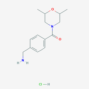 molecular formula C14H21ClN2O2 B1439536 [4-(2,6-Dimethylmorpholine-4-carbonyl)phenyl]methanamine hydrochloride CAS No. 1210032-03-3