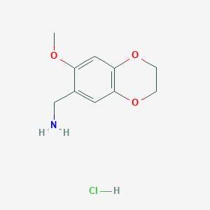 molecular formula C10H14ClNO3 B1439545 (7-Methoxy-2,3-dihydrobenzo[b][1,4]dioxin-6-yl)methanamine hydrochloride CAS No. 1210015-85-2