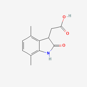 molecular formula C12H13NO3 B1439546 (4,7-Dimethyl-2-oxo-2,3-dihydro-1H-indol-3-YL)acetic acid CAS No. 915919-65-2