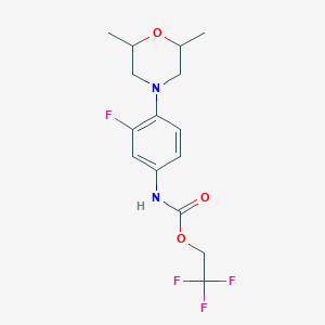 molecular formula C15H18F4N2O3 B1439575 2,2,2-trifluoroethyl N-[4-(2,6-dimethylmorpholin-4-yl)-3-fluorophenyl]carbamate CAS No. 1208668-99-8