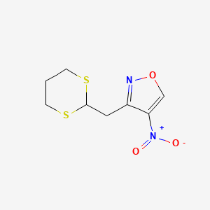 molecular formula C8H10N2O3S2 B14395808 3-[(1,3-Dithian-2-yl)methyl]-4-nitro-1,2-oxazole CAS No. 87149-78-8