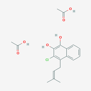 molecular formula C19H23ClO6 B14396246 Acetic acid;3-chloro-4-(3-methylbut-2-enyl)naphthalene-1,2-diol CAS No. 89510-40-7