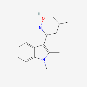 molecular formula C15H20N2O B14396261 1-Butanone, 1-(1,2-dimethyl-1H-indol-3-yl)-3-methyl-, oxime, (E)- CAS No. 89969-81-3