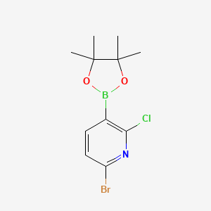molecular formula C11H14BBrClNO2 B1439655 6-溴-2-氯-3-(4,4,5,5-四甲基-1,3,2-二恶杂硼烷-2-基)吡啶 CAS No. 1247726-85-7