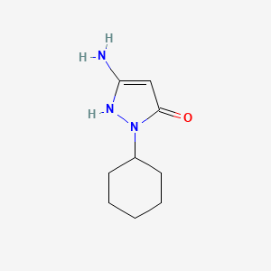 molecular formula C9H15N3O B1439661 5-amino-2-cyclohexyl-1,2-dihydro-3H-pyrazol-3-one CAS No. 1199215-98-9