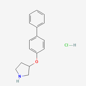 molecular formula C16H18ClNO B1439704 3-([1,1'-Biphenyl]-4-yloxy)pyrrolidine hydrochloride CAS No. 1185008-26-7