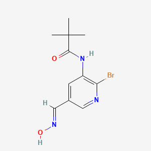 B1439713 N-(2-Bromo-5-((hydroxyimino)methyl)pyridin-3-YL)-pivalamide CAS No. 1142192-46-8