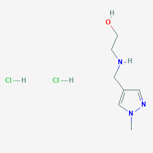 molecular formula C7H15Cl2N3O B1439733 2-{[(1-甲基-1H-吡唑-4-基)甲基]-氨基}乙醇二盐酸盐 CAS No. 1185302-33-3
