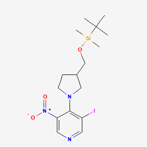 molecular formula C16H26IN3O3Si B1439751 4-(3-((Tert-butyldimethylsilyloxy)methyl)-pyrrolidin-1-YL)-3-iodo-5-nitropyridine CAS No. 1186310-82-6