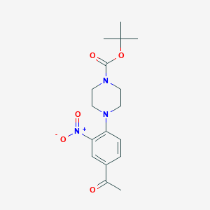 molecular formula C17H23N3O5 B1439778 叔丁基4-(4-乙酰-2-硝基苯基)哌嗪-1-甲酸酯 CAS No. 1052705-18-6