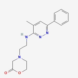 molecular formula C17H20N4O2 B14398094 4-{2-[(4-Methyl-6-phenylpyridazin-3-yl)amino]ethyl}morpholin-2-one CAS No. 86663-15-2