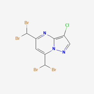 molecular formula C8H4Br4ClN3 B14398271 3-Chloro-5,7-bis(dibromomethyl)pyrazolo[1,5-a]pyrimidine CAS No. 89946-55-4