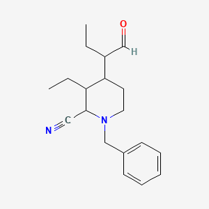 molecular formula C19H26N2O B14398302 1-Benzyl-3-ethyl-4-(1-oxobutan-2-yl)piperidine-2-carbonitrile CAS No. 88122-36-5