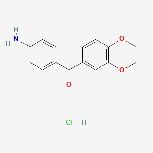 molecular formula C15H14ClNO3 B1439834 (4-Aminophenyl)(2,3-dihydro-1,4-benzodioxin-6-yl)methanone hydrochloride CAS No. 1279219-36-1