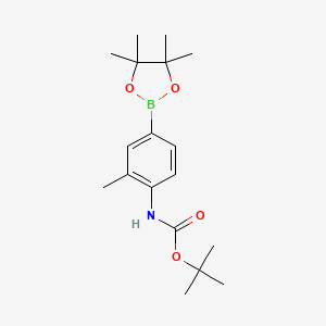 molecular formula C18H28BNO4 B1439840 4-(Boc-氨基)-3-甲基苯基硼酸，频哪醇酯 CAS No. 508223-54-9