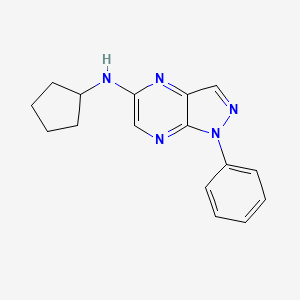 molecular formula C16H17N5 B14398436 N-Cyclopentyl-1-phenyl-1H-pyrazolo[3,4-b]pyrazin-5-amine CAS No. 87594-84-1