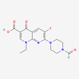 molecular formula C16H17FN4O4 B14398541 1-Ethyl-6-fluoro-7-(4-formylpiperazin-1-yl)-4-oxo-1,4-dihydro-1,8-naphthyridine-3-carboxylic acid CAS No. 87939-13-7