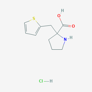 molecular formula C10H14ClNO2S B1439855 2-(Thiophen-2-ylmethyl)pyrrolidine-2-carboxylic acid hydrochloride CAS No. 1803609-18-8