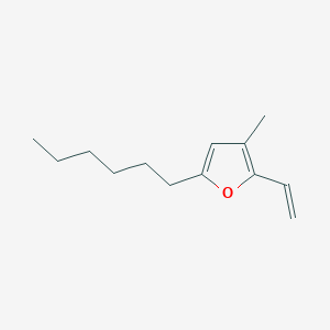 molecular formula C13H20O B14398650 2-Ethenyl-5-hexyl-3-methylfuran CAS No. 89932-19-4