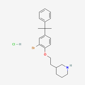 B1439873 3-{2-[2-Bromo-4-(1-methyl-1-phenylethyl)phenoxy]-ethyl}piperidine hydrochloride CAS No. 1219964-67-6