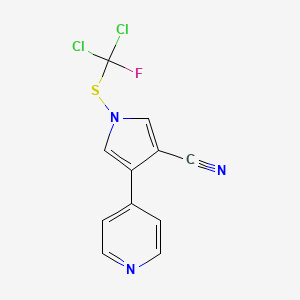 molecular formula C11H6Cl2FN3S B14398837 1-{[Dichloro(fluoro)methyl]sulfanyl}-4-(pyridin-4-yl)-1H-pyrrole-3-carbonitrile CAS No. 87389-51-3