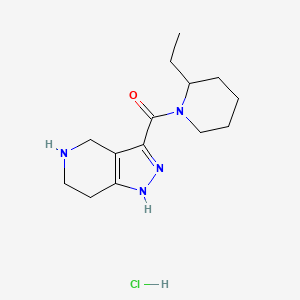 molecular formula C14H23ClN4O B1439897 (2-Ethyl-1-piperidinyl)(4,5,6,7-tetrahydro-1H-pyrazolo[4,3-c]pyridin-3-yl)methanone hydrochloride CAS No. 1220039-28-0